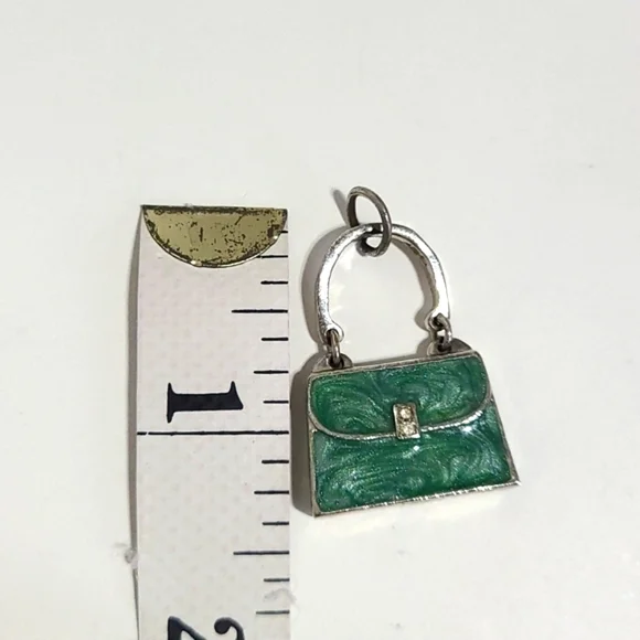 VINTAGE Green mini purse Bag Key charm Necklace - Picture 6 of 9